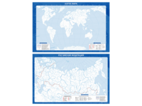 Фрагмент (демонстрационный) маркерный (двухсторонний) "Карта мира и Российской Федерации" (немая) с комплектом тематических магнитов - fgospostavki.ru - Нижневартовск
