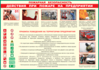 Таблица "Действия при пожаре на предприятии" (100х140 сантиметров, винил) - fgospostavki.ru - Нижневартовск