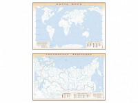 Фрагмент (демонстрационный) маркерный (двухсторонний) "Карта мира и Российской Федерации" (немая) с комплектом тематических магнитов - fgospostavki.ru - Нижневартовск