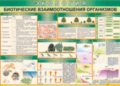 Таблица "Биотические взаимоотношения организмов" (100х140 сантиметров, винил) - fgospostavki.ru - Нижневартовск