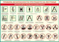 Таблица "Правила безопасности при работе на лестнице" (100х140 сантиметров, винил) - fgospostavki.ru - Нижневартовск