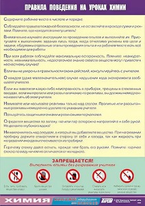 Таблица демонстрационная "Правила поведения на уроках химии" (винил 100х140) - fgospostavki.ru - Нижневартовск