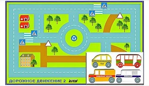 Игровой коврик "Дорожное движение - 2" с набором транспортных средств - fgospostavki.ru - Нижневартовск