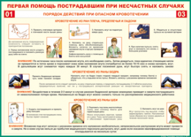 Таблица "Порядок действий при опасном кровотечении" (100х140 сантиметров, винил) - fgospostavki.ru - Нижневартовск