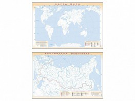 Фрагмент (демонстрационный) маркерный (двухсторонний) "Карта мира и Российской Федерации" (немая) с комплектом тематических магнитов - fgospostavki.ru - Нижневартовск